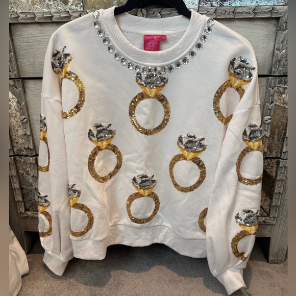 NWT Queen of Sparkles Wedding Ring Sweatshirt XS - Picture 2 of 4